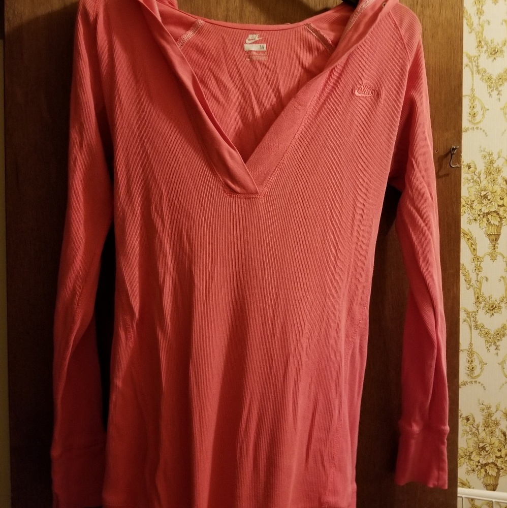 Nike pink long comfy low cut sweater.